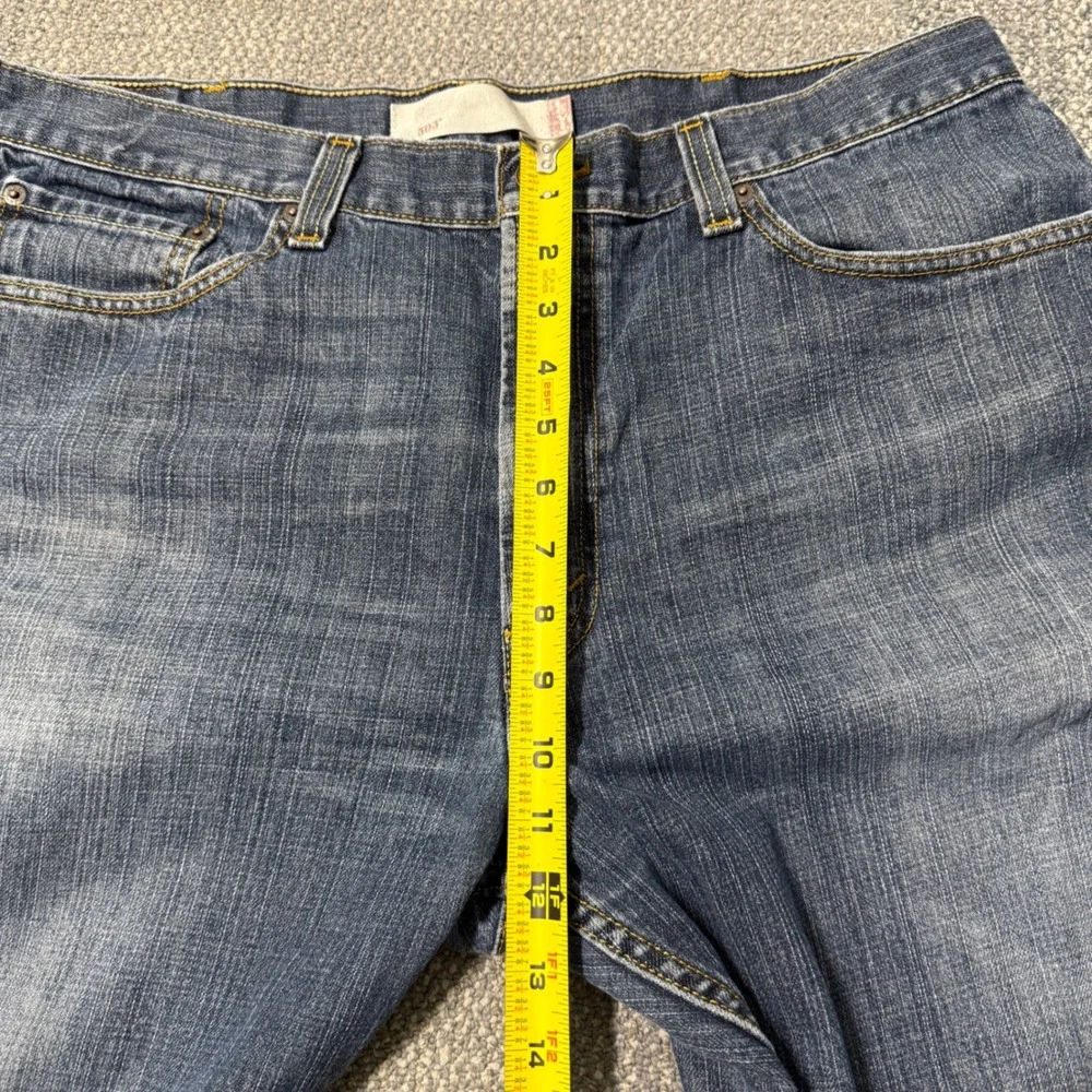 Levi's 505 Jeans Mens‎ 38x32 Straight Leg Blue Whiskered Fade Distressed Y2K